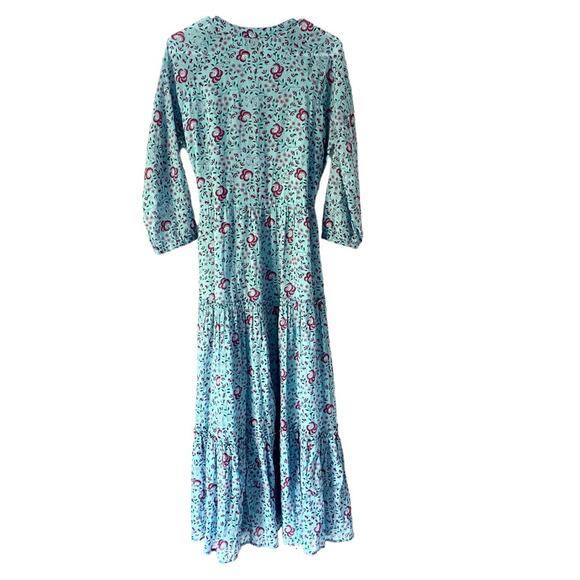 Banjanan Bazaar Turquoise Blue Midi Dress size large - Picture 7 of 7